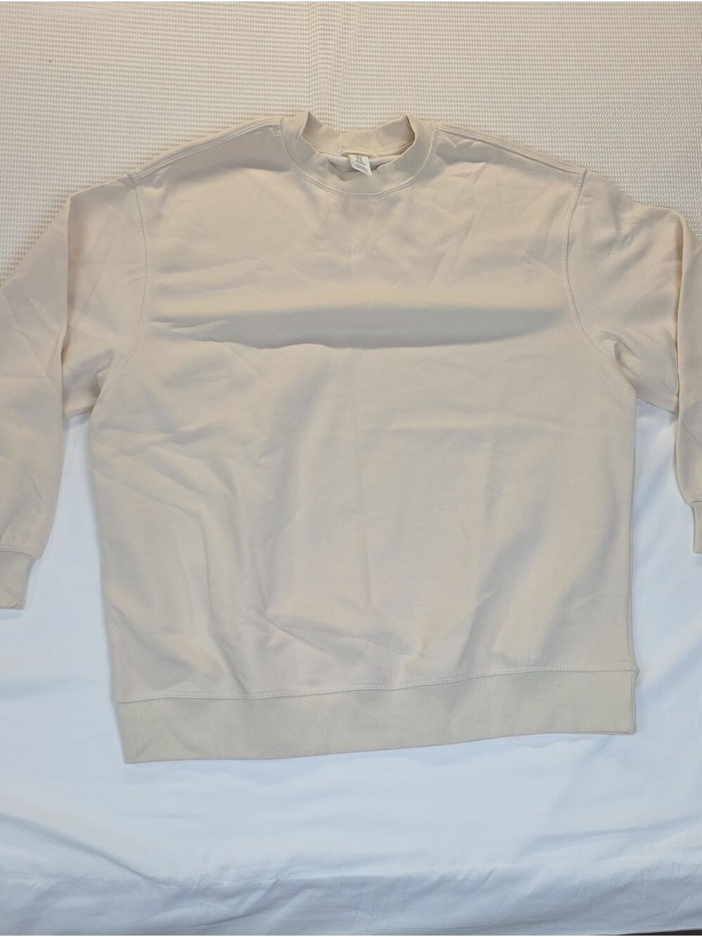 H&M Men's Crewneck Sweatshirt in Cream XS